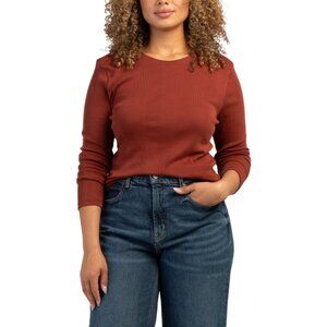 GOLDIE TEE mahogany Pima Cotton Long Sleeve Variegated Rib Tee